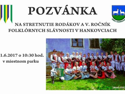 V. ROČNIK FOLKLÓRNYCH SLÁVNOSTI V HANKOVCIACH