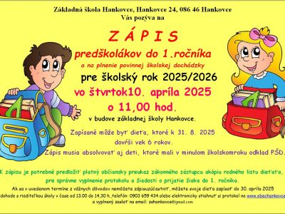 Zápis predškolákov do 1. ročníka