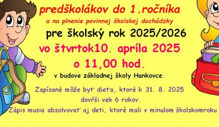 Fotka - Zápis predškolákov do 1. ročníka