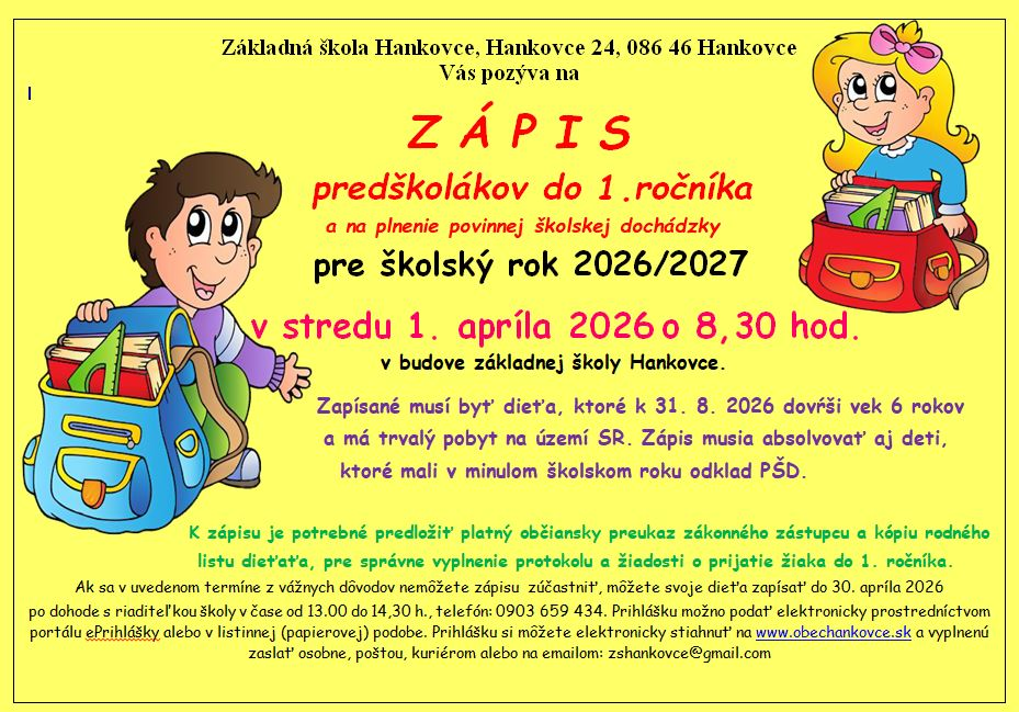 Fotka - Zápis predškolákov do 1.ročníka